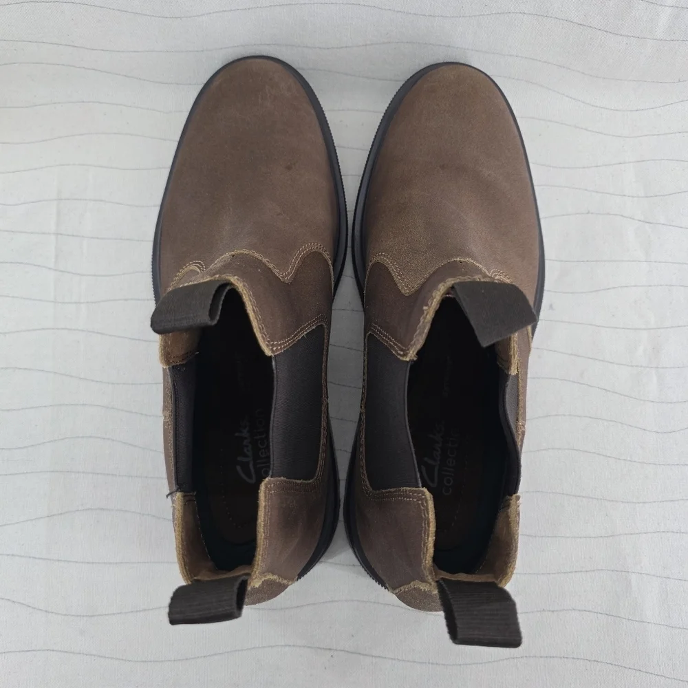 Clarks Mens Burchill Up Brown Leather Pull On Boots Shoes 261794027110 Size 12
